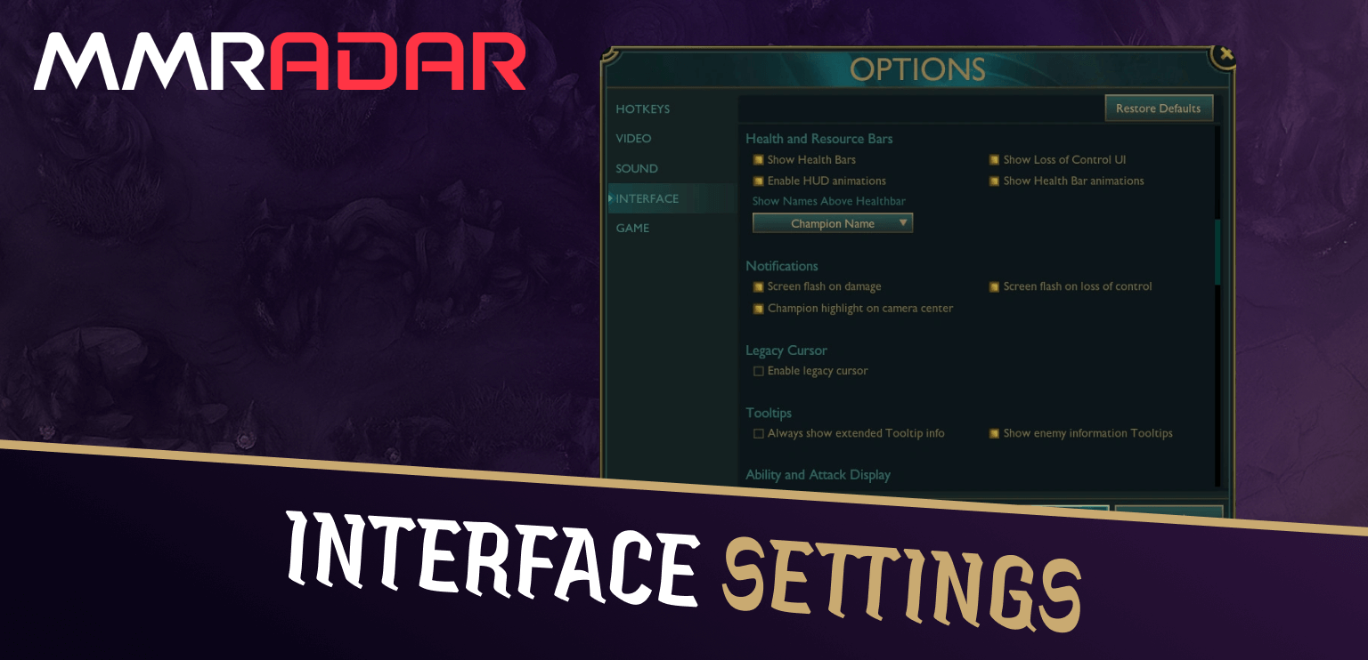 Interface settings tab with health bar options